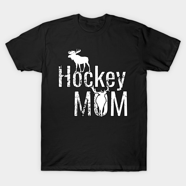 American Hockey Mom in White and Black T-Shirt by M Dee Signs